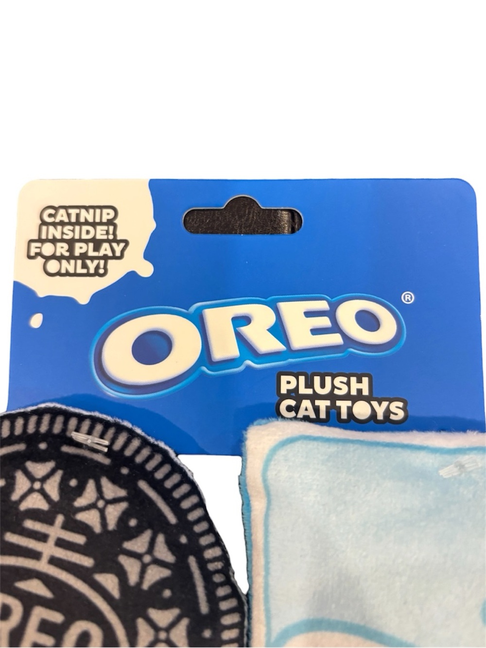 Oreo Plush Cat Toys - Black & White Cookie + Blue & White Milk Plush Set - Picture 2 of 4